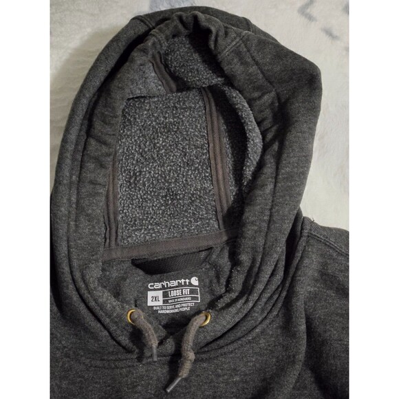 Carhartt Spellout Sweater Adult 2XL Loose Fit Gray Hoodie Sweatshirt Mens - Picture 6 of 7